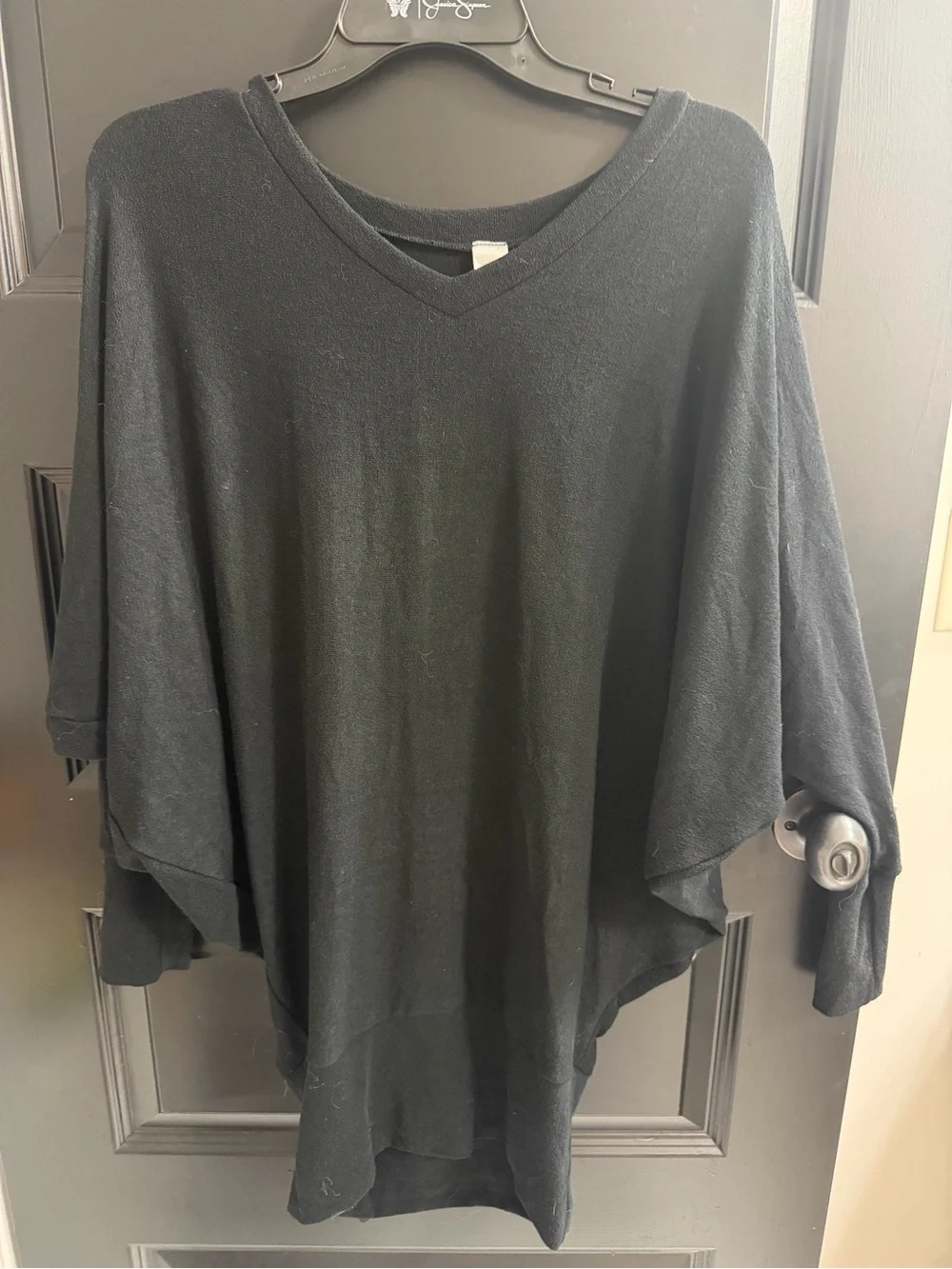 GO Couture Black Layered Dolman Sleeve Hi-Low Tunic Top Small Made USA